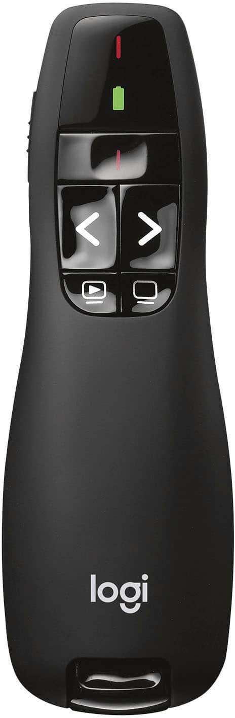Front. Logitech - R400 Presenter Remote Control - Black.