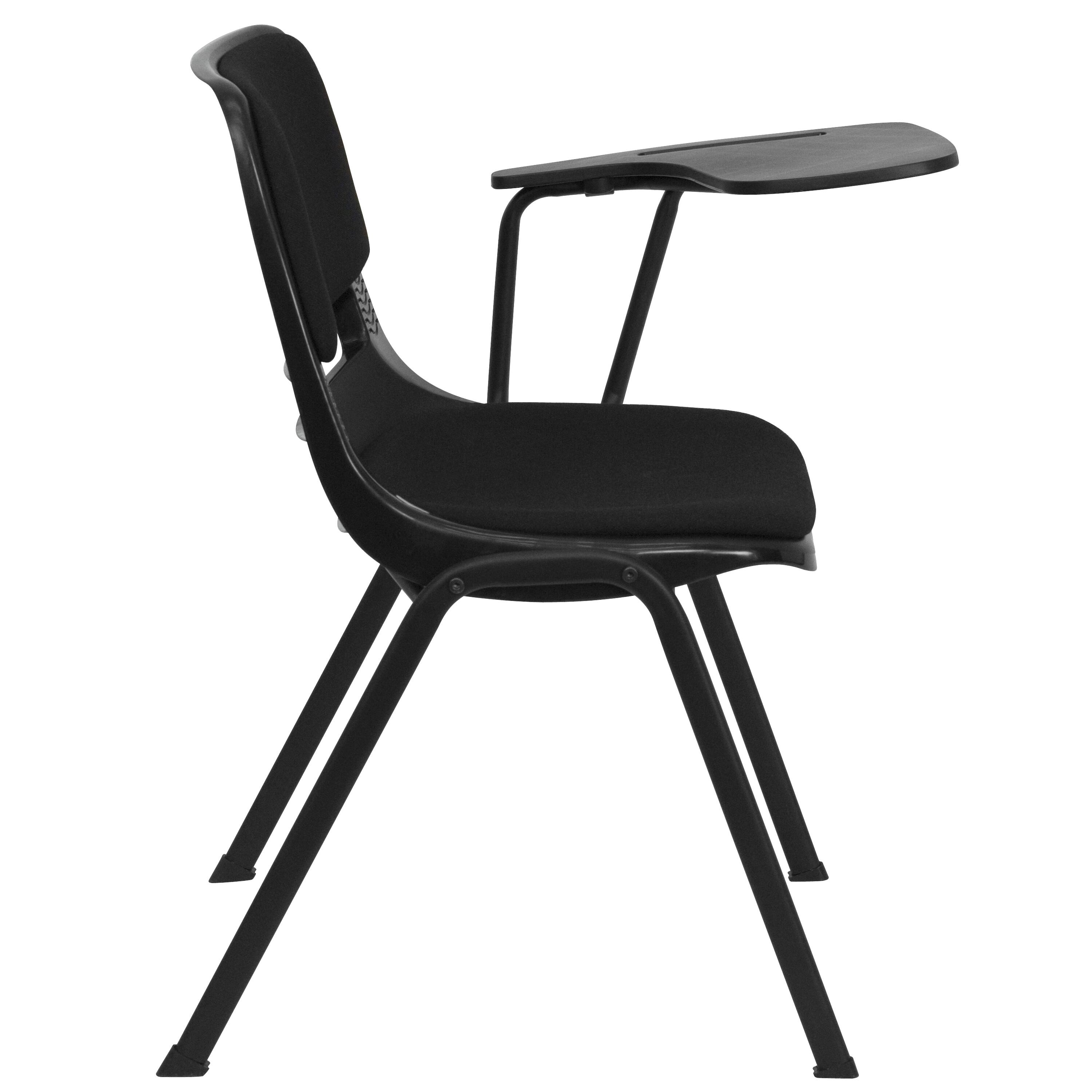 Alt View 4. Emma + Oliver - Padded Ergonomic Shell Chair with Left Handed Flip-Up Tablet Arm - Black.