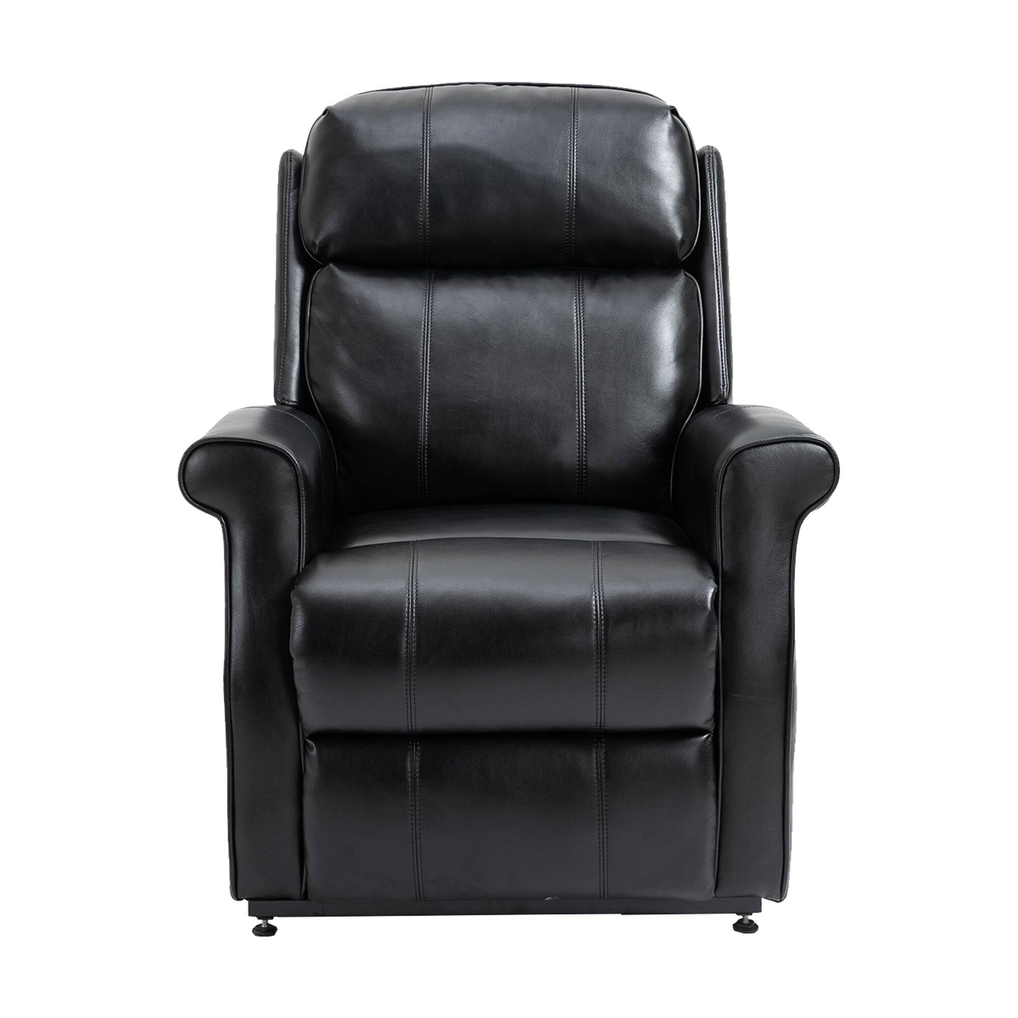 Front. Boyel Living - Faux Leather Elderly Power Lift Recliner 8-Point Massage Reclining Chair with Side Pocket and Remote Control - Black.