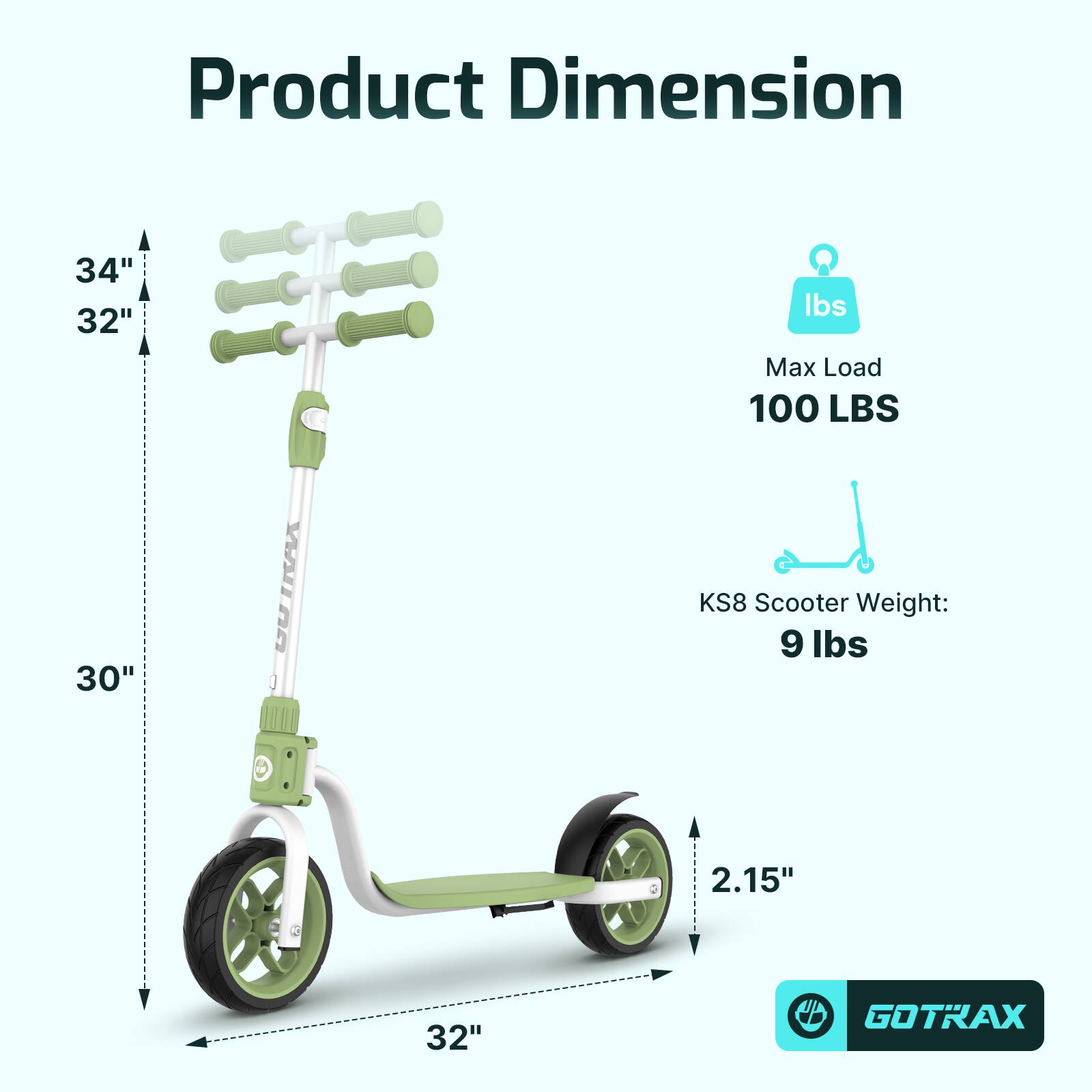 GoTrax KS8 Kids Kick Scooter for Ages 5+, 8