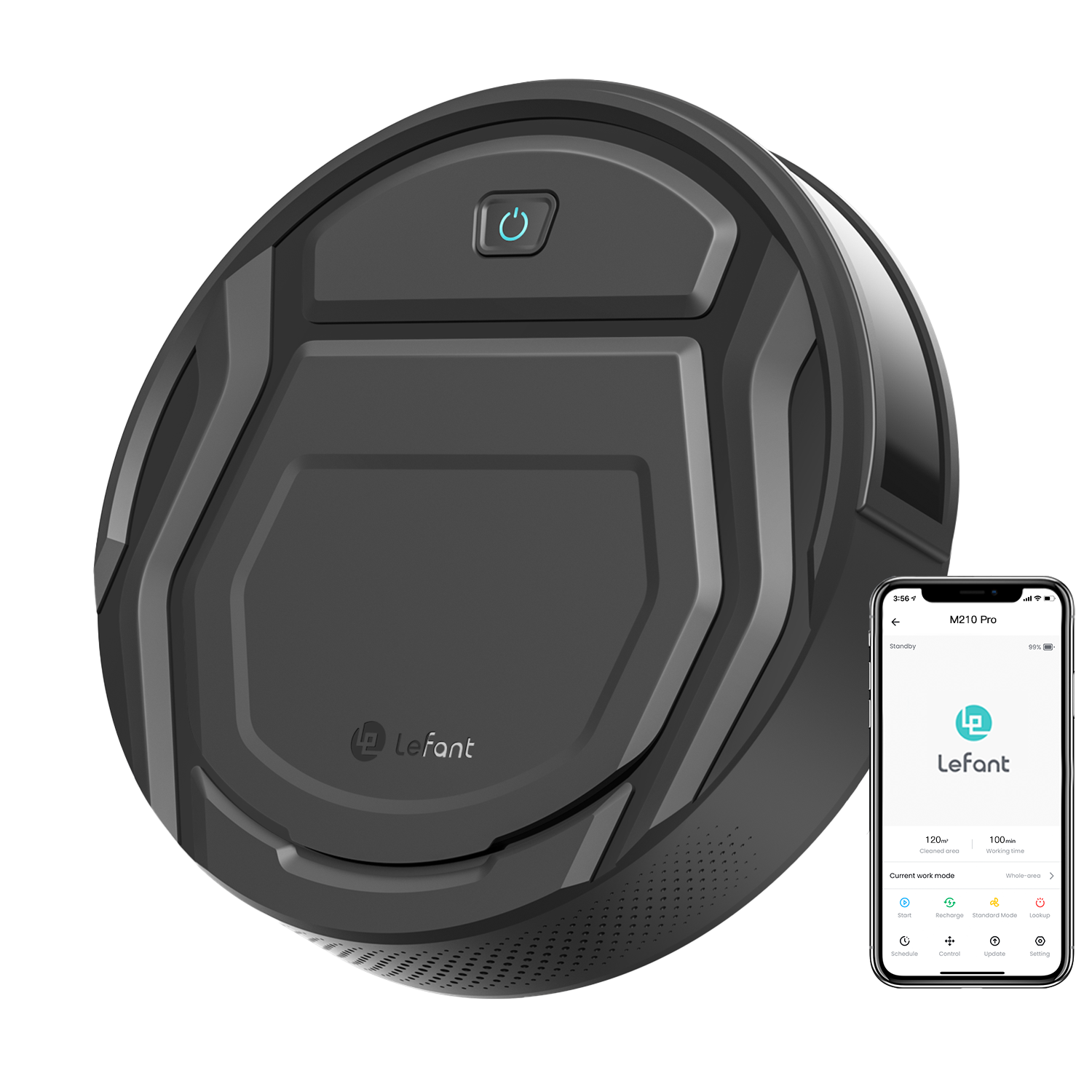 Lefant - M210 Pro Robot Vacuum Cleaner - 2000Pa suction power, 120 minutes of battery life, 6 modes and ultra-quiet（ - black