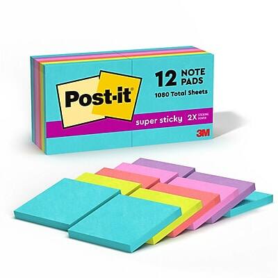 Post-it  
12 Note Pads  
1080 Total Sheets  
Super Sticky  
2X Power  
3M