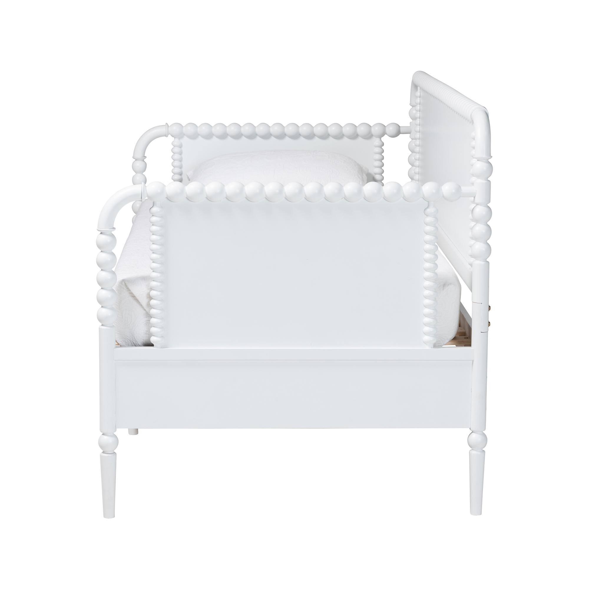Left. Baxton Studio - Lucera 3-Drawer Daybed with Bobbin Frame, Full - White.