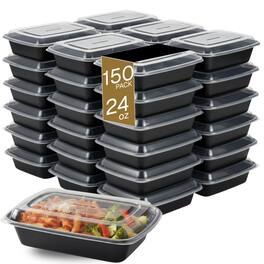 Eco Harmony Products - Microwaveable Container (Shallow) with Lid, 24oz, 150-Pack - Black