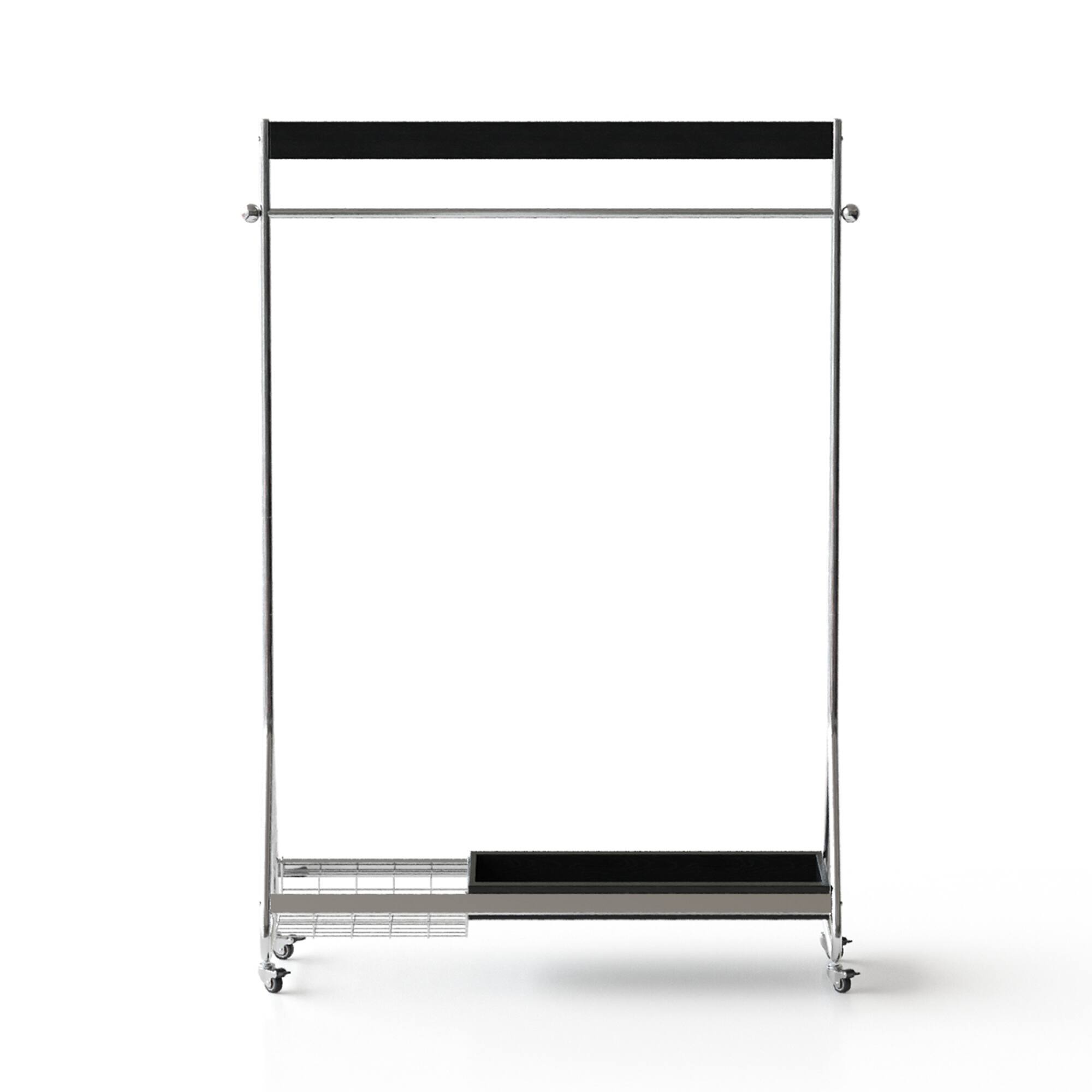 Alt View 1. GOODSILO - Antique Style Portable Clothes and Hat Rack with Storage Shelf for Bedroom Floor Organization - Black.