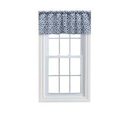 Ellis Curtain - Ellis Athens Printed Tile Design on a Ground 3" Rod Pocket Premium Tailored Valance 50"x16" - Navy