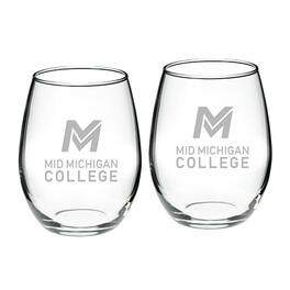 Jardine - Mid Michigan College 21oz. 2-Piece Stemless Wine Glass Set - Multicolor
