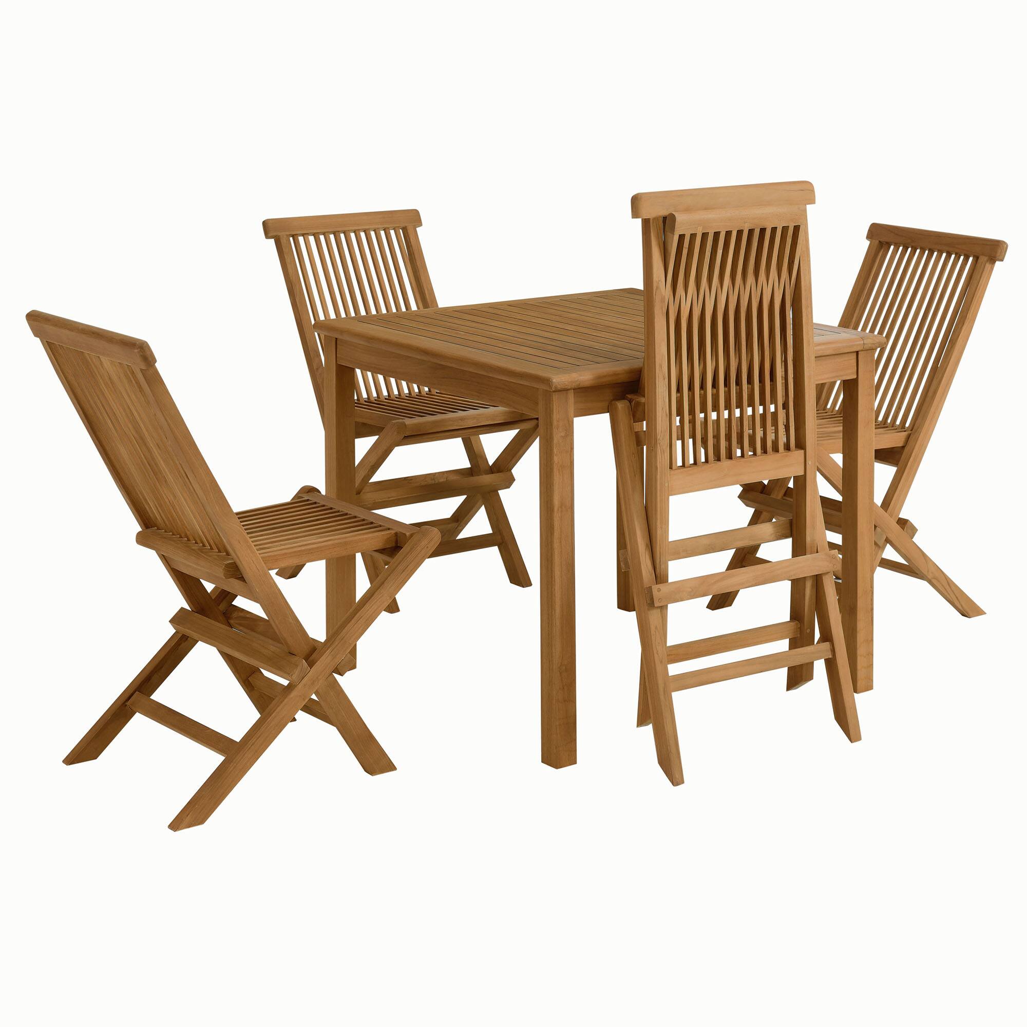 Alt View 7. Modway - Vienna 5-Piece Outdoor Patio Teak Wood Dining Set with Folding Chairs by Modway - Natural Natural.
