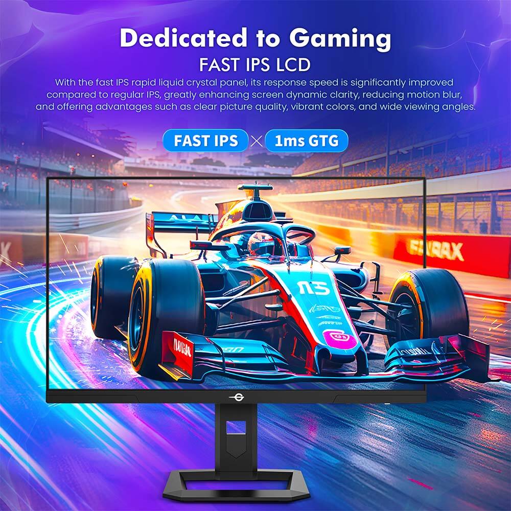 Dedicated to Gaming

FAST IPS LCD

With the fast IPS rapid liquid crystal panel, its response speed is significantly improved compared to regular IPS, greatly enhancing screen dynamic clarity, reducing motion blur, and offering advantages such as clear picture quality, vibrant colors, and wide viewing angles.

FAST IPS X 1ms GTG