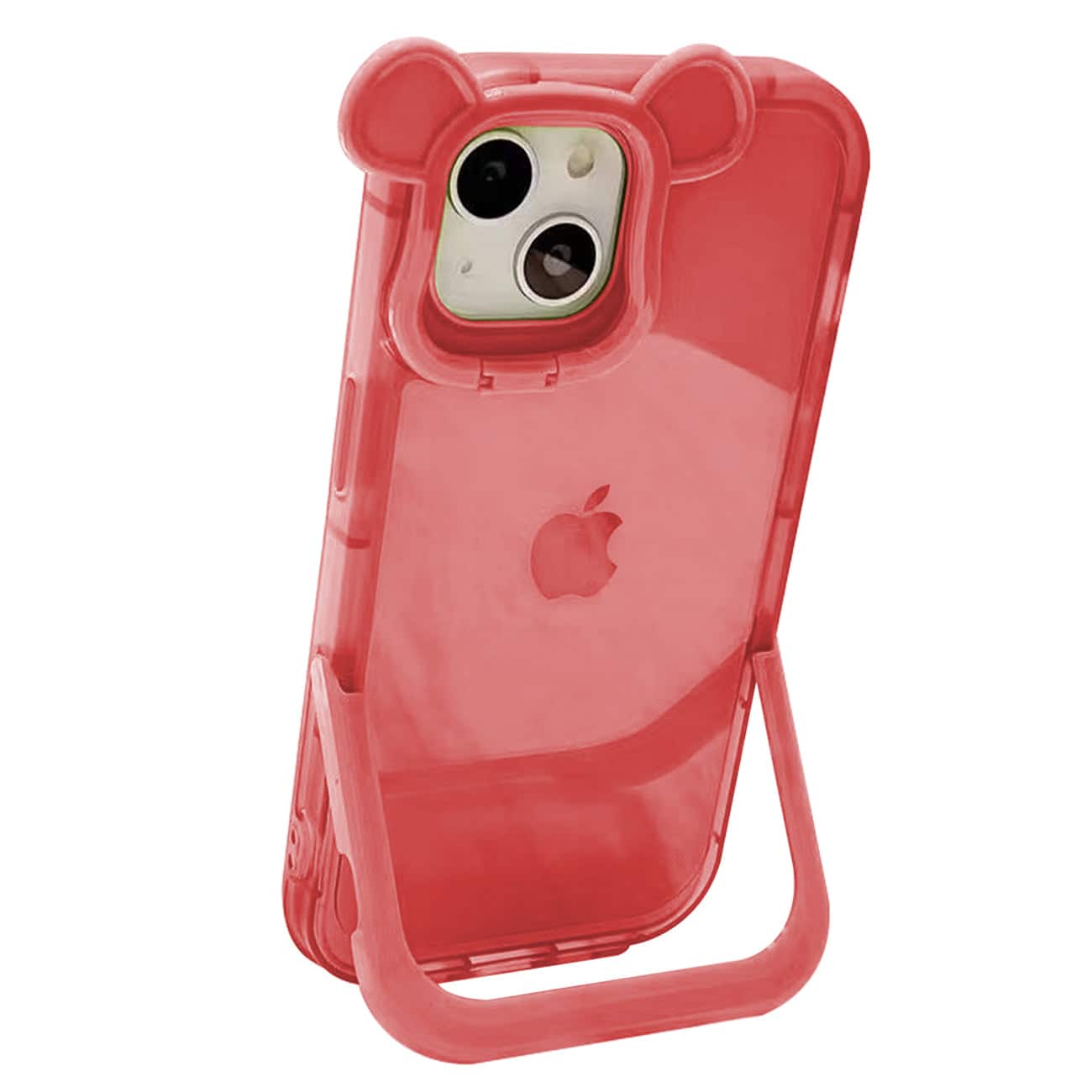 Reiko - Fashion Design Fully Cover Frame Lens Protector Bracket Shockproof Phone Case For Iphone 14 - Pink