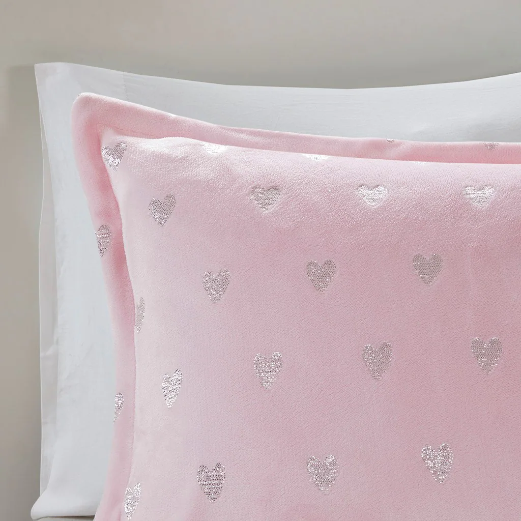 Alt View 3. Gracie Mills - Gracie Mills Elysia Metallic Printed Plush Comforter Set - Pink/Silver.