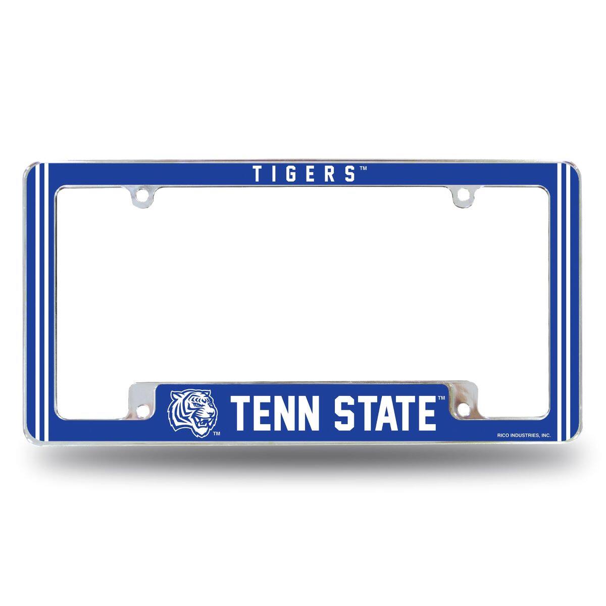 Rico Industries - Tennessee State Tigers Chrome Metal License Plate Frame with Full Frame Team Color Graphics - Multi