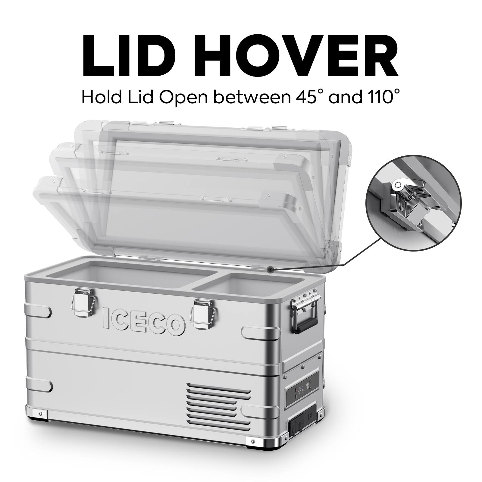 LID HOVER  
Hold Lid Open between 45° and 110°  
ICECO