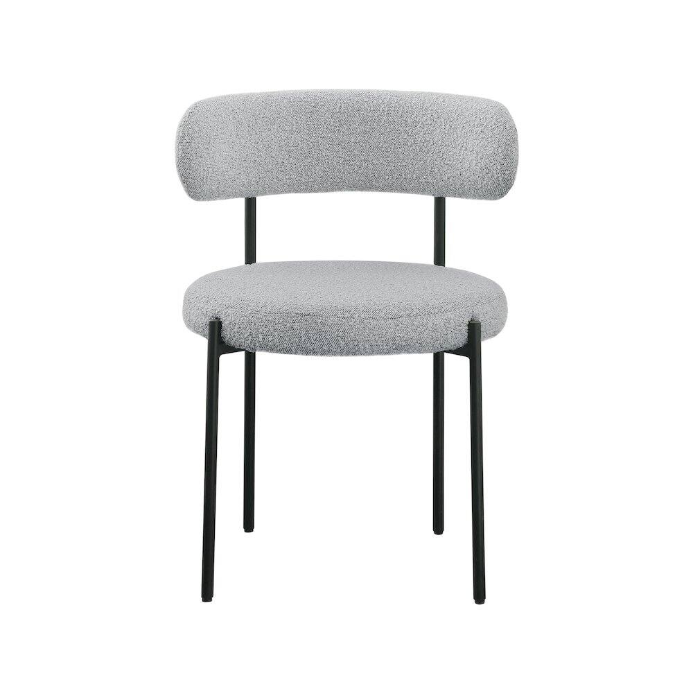 Alt View 2. Meridian Furniture - Beacon Grey Boucle Fabric Dining Chair, Set of 2 - Grey.