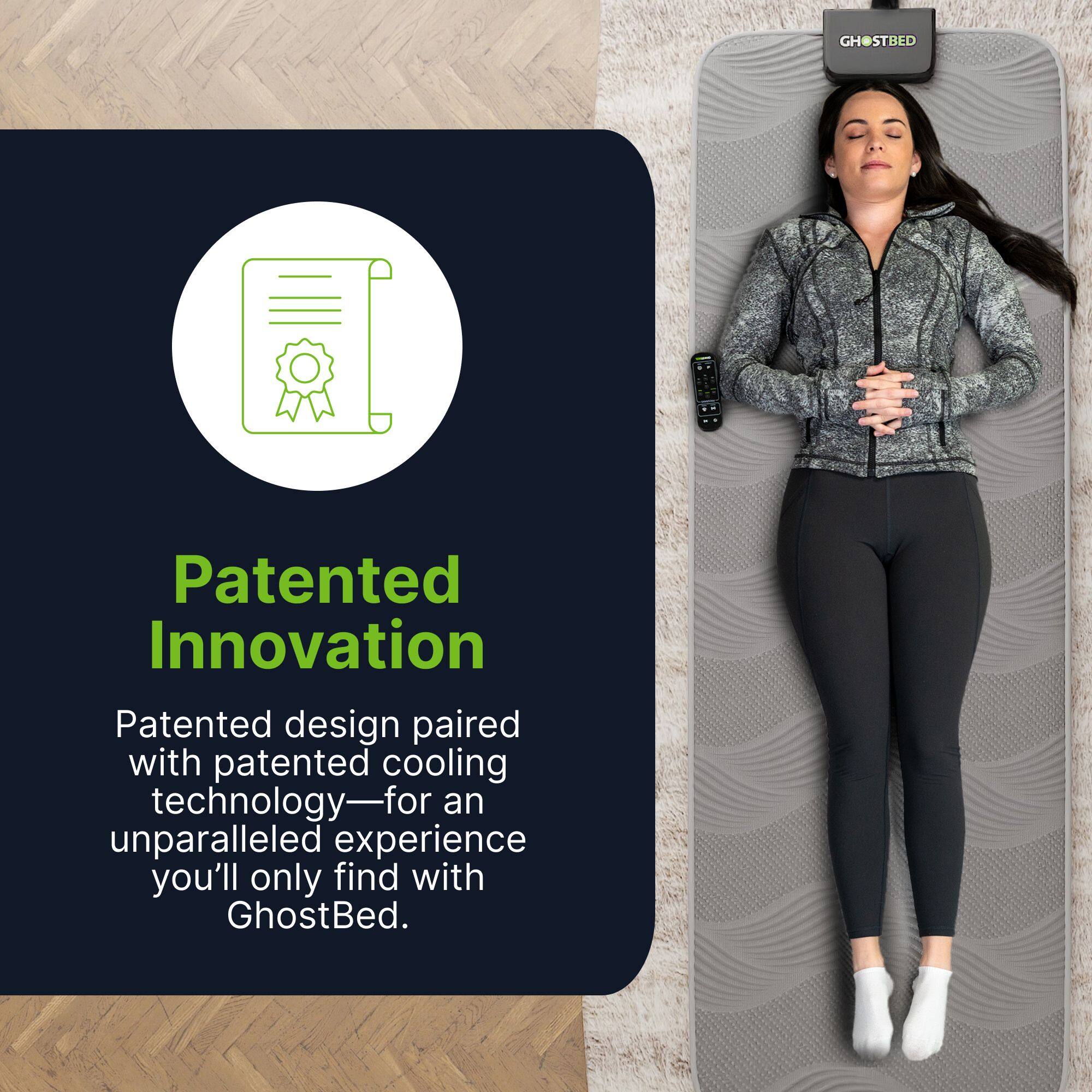 Patented Innovation

Patented design paired with patented cooling technology—for an unparalleled experience you'll only find with GhostBed.