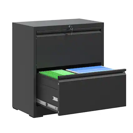 Front. APRILSOUL - 2 Drawer Lateral File Cabinet with Lock, Metal Lateral Filing Cabinet, Steel Wide Horizontal Filing Cabinets.
