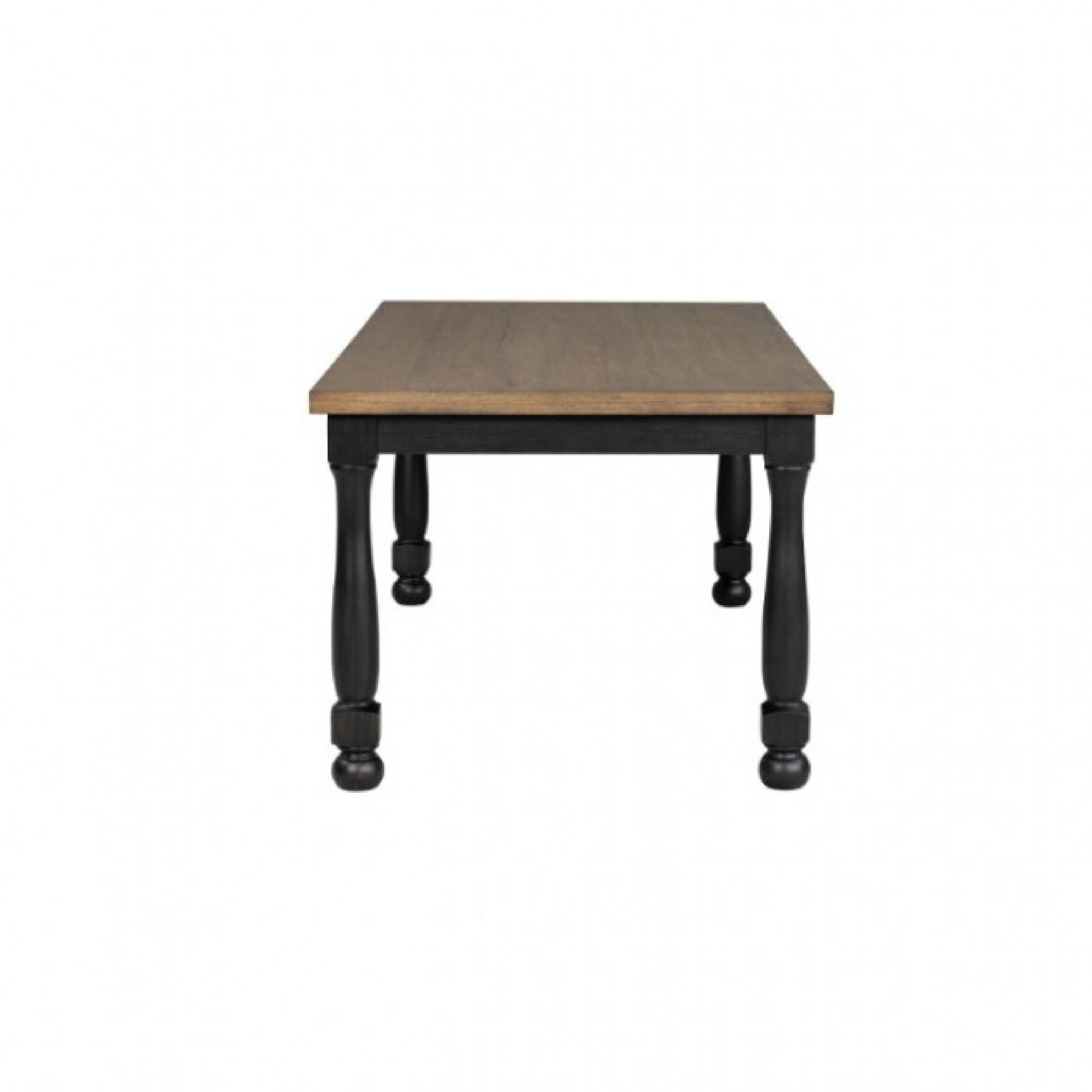 Alt View 3. Manhattan Lane - Ginie 7pc Dining Table Set, 6 Chairs, Farmhouse Legs, Black Rubberwood - Black, Brown, White.