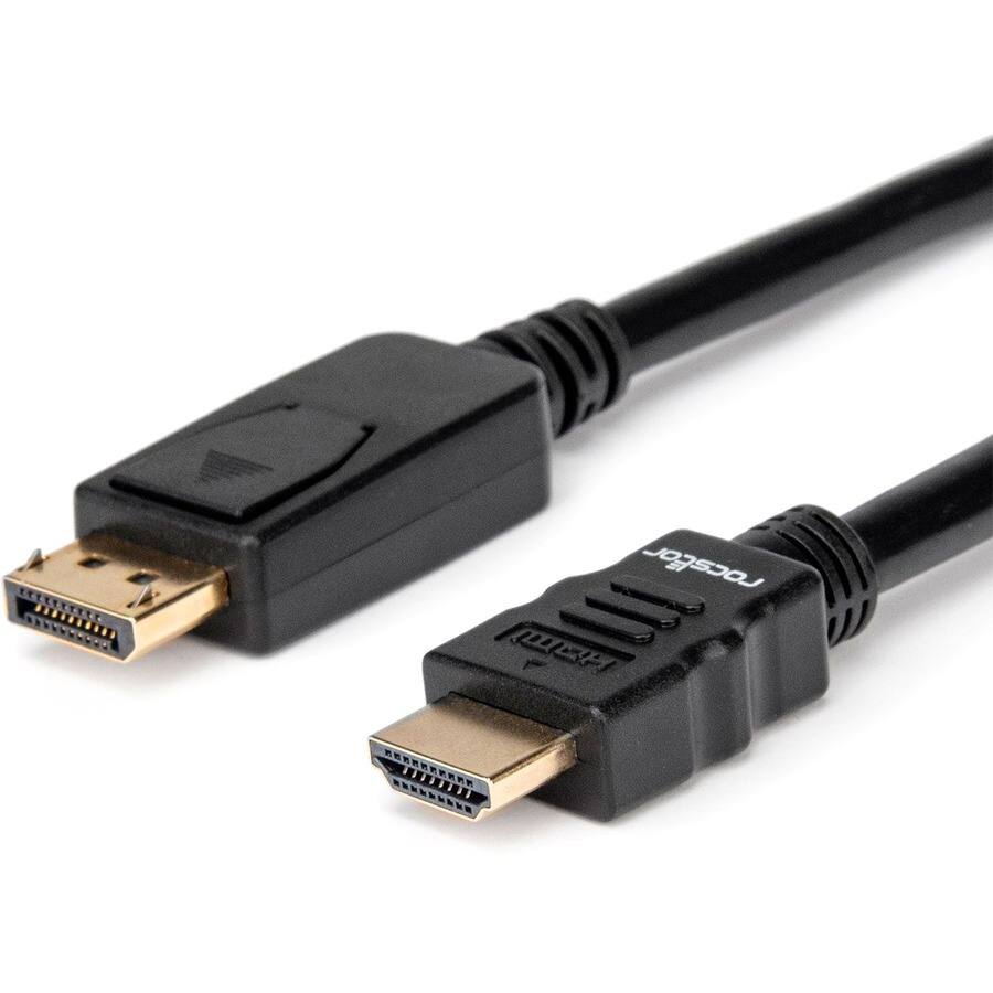 Alt View 1. Rocstor - 6FT/2M DISPLAYPORT TO HDMI 4K CABLE HDMI MALE TO DISPLAYPORT MALE - Black.