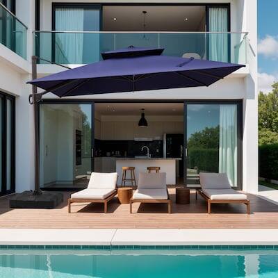 Alt View 7. Crestlive Products - Crestlive Products 11ft Square Aluminum Double Top Slide-tilt Cantilever Patio Umbrella with 350lbs Wheeled Base - Black.