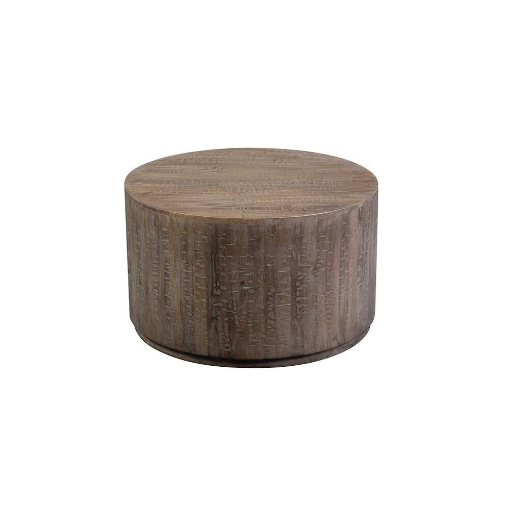 Angle. Porter Designs - Drum Gray Wash Mango Wood Coffee Table - Gray.