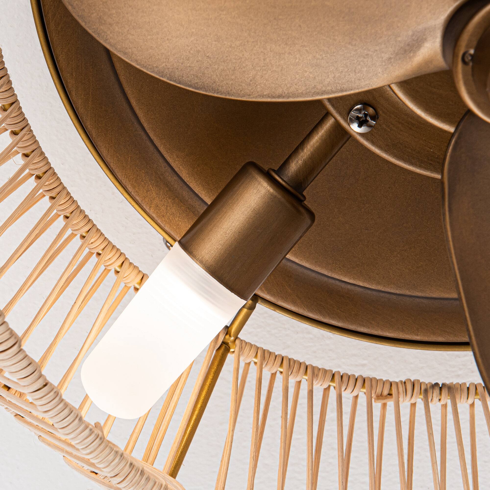 Alt View 8. Parrot Uncle - 13.5" Brushed Bronze Cage Low Profile Flush Mount Ceiling Fan with Lights and Remote - Bronze.
