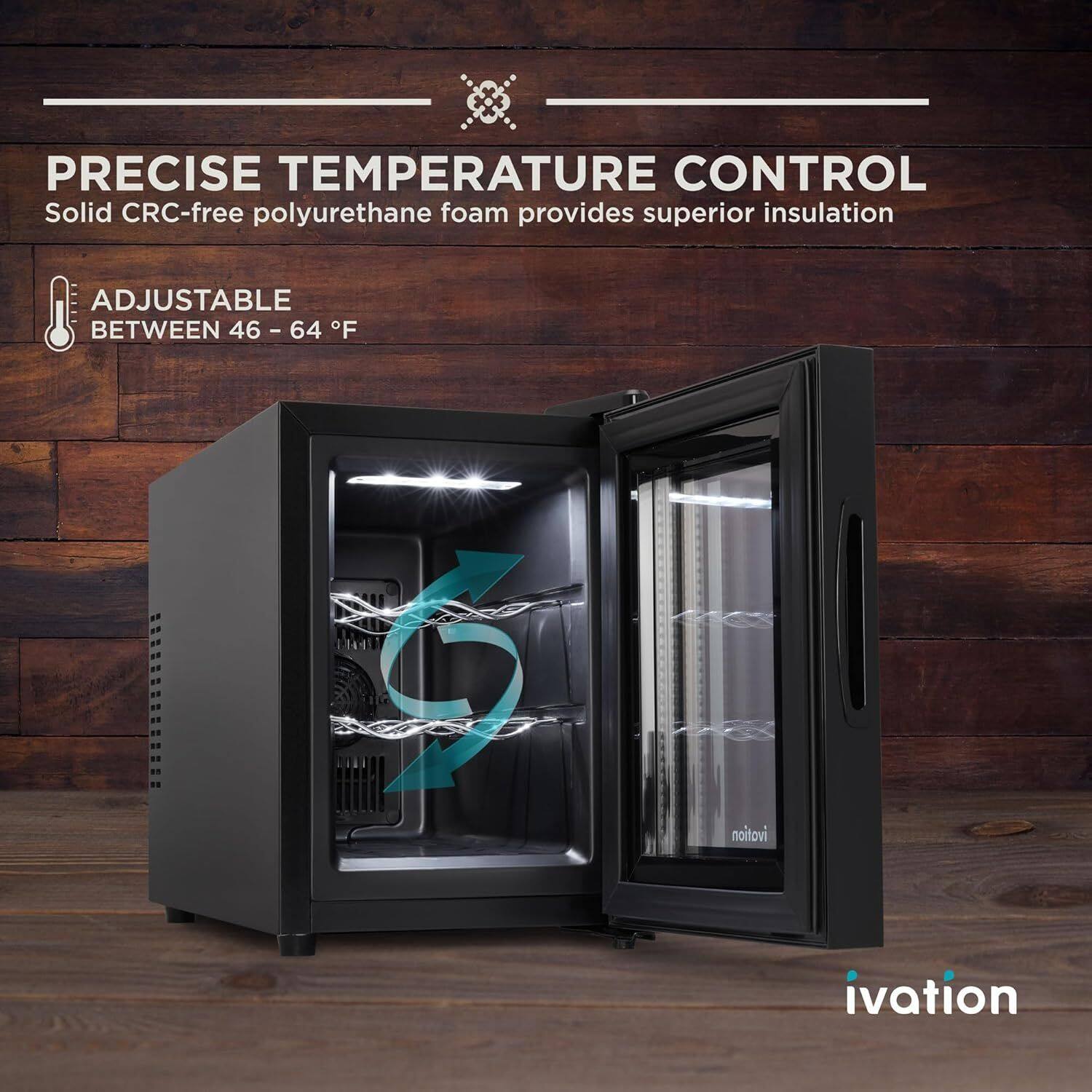 PRECISE TEMPERATURE CONTROL  
Solid CRC-free polyurethane foam provides superior insulation  

ADJUSTABLE BETWEEN 46 – 64 °F  

ivation