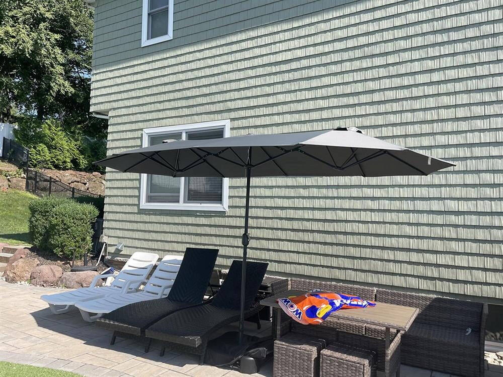 Alt View 8. Kadyn - Outdoor Garden UmbrellaMarket Umbrella13 Feet Double Sided Patio Twin Table Umbrella with Crank Handle Orange - Orange.