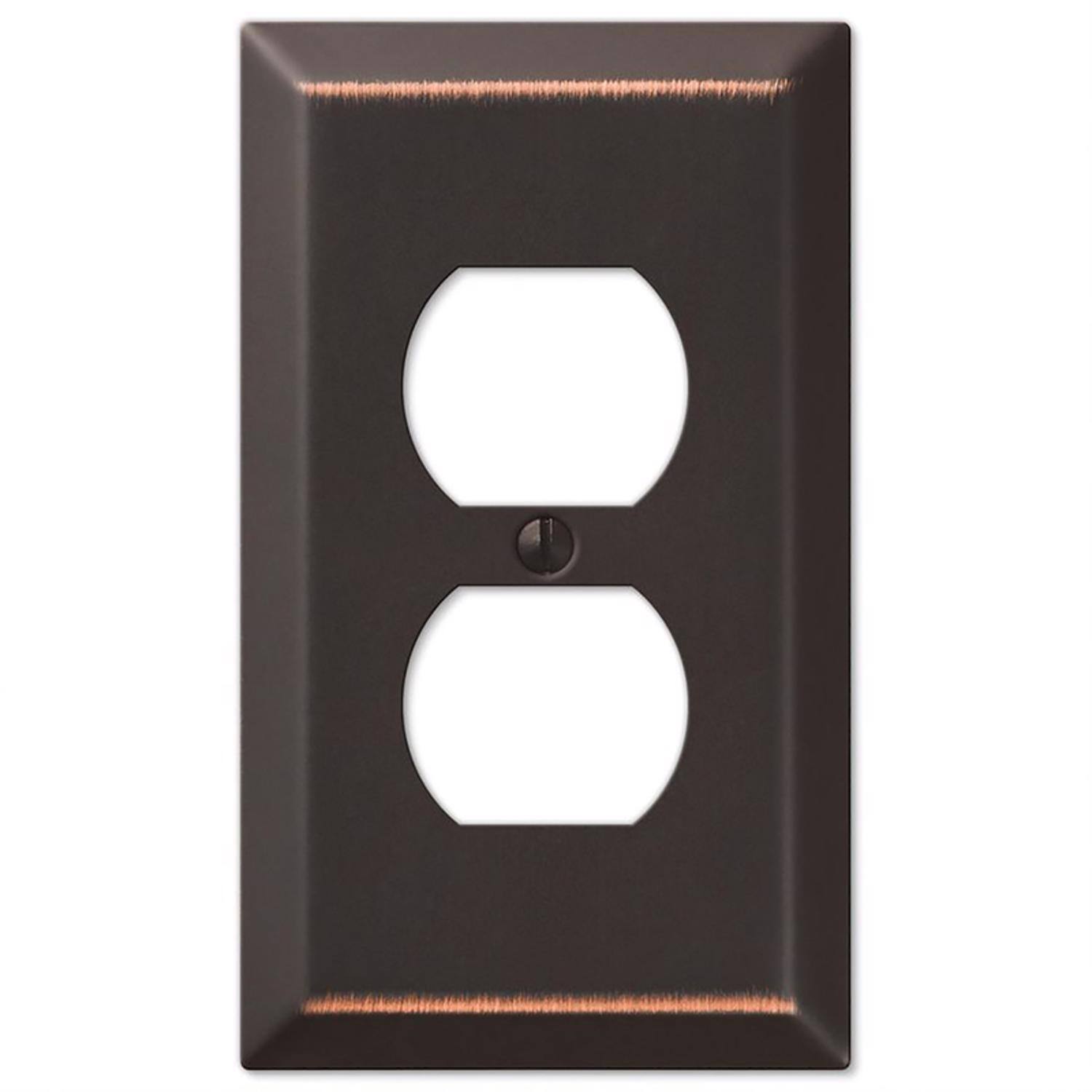 Angle. AMERELLE - Amerelle Century Aged Bronze 1 gang Stamped Steel Duplex Wall Plate 1 pk - Bronze.