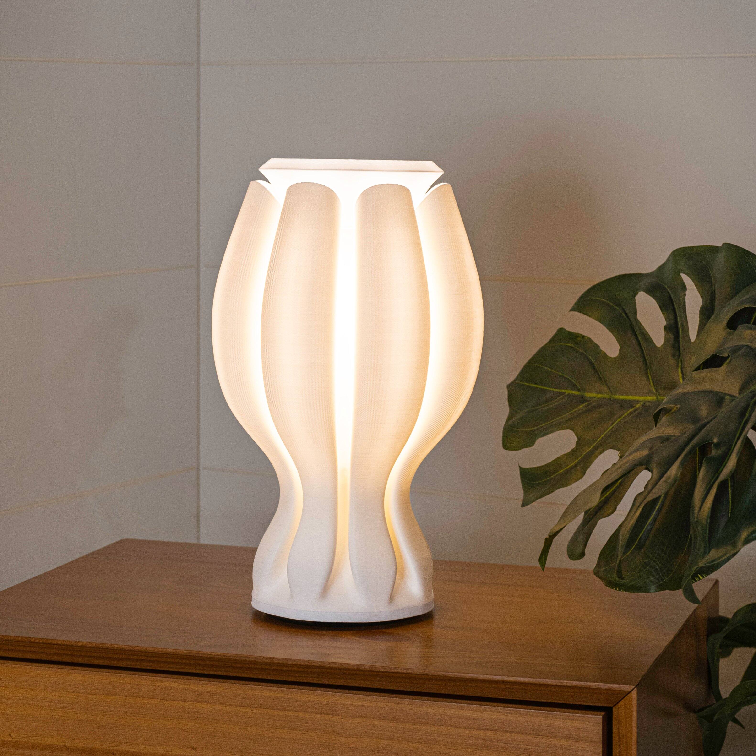 Alt View 1. Jonathan Y - Flower 13" Tropical Coastal Plant-Based PLA 3D Printed Dimmable LED Table Lamp, White - White.