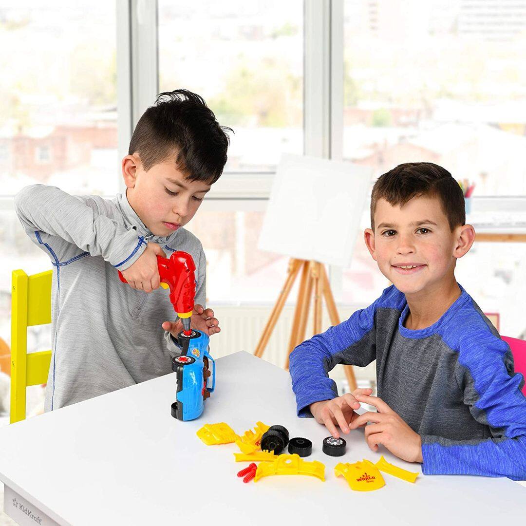 Left. Play22 - Take Apart Racing Car Toys - Racing Car with Drill, Engine Sounds and Lights - 30 Piece Race Car Take Apart Set  - Multicolor.