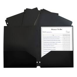 C-line - Two-Pocket Heavyweight Poly Portfolio Folder with Three-Hole Punch, Black, Pack of 12
