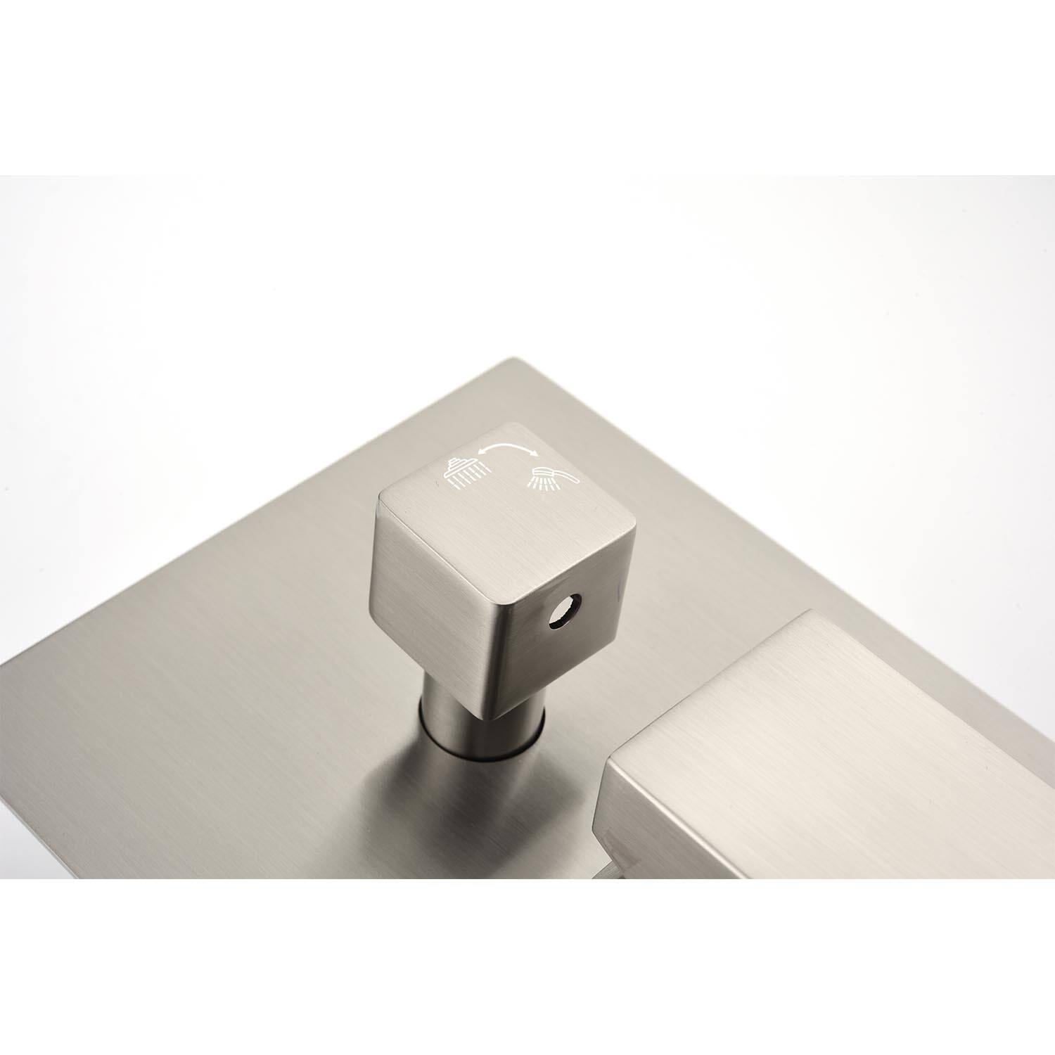 Alt View 8. APRILSOUL - Shower System Rain Handheld Head Water Valve Bracket Hose Niche - Brushed Nickel.