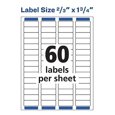 Label Size 2/3" x 13/4"  
60 labels per sheet