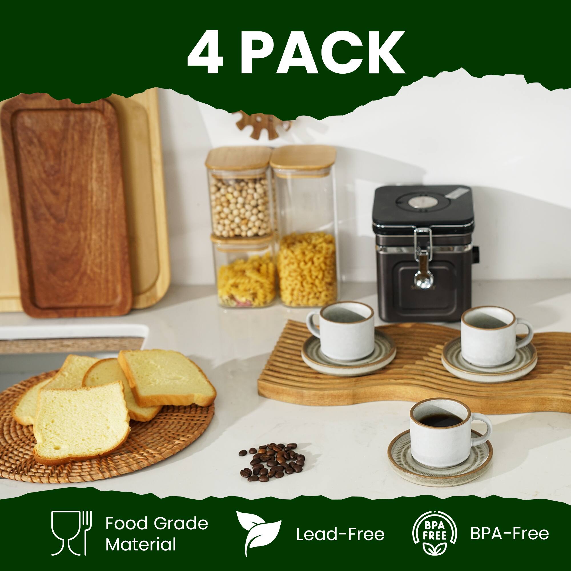 4 PACK  
Food Grade Material  
Lead-Free  
BPA-Free