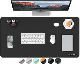 TECKNET - Gaming Mouse Pad, Large Double-Sided Waterproof Desk Mat with Keyboard Pad for Home & Office - Black