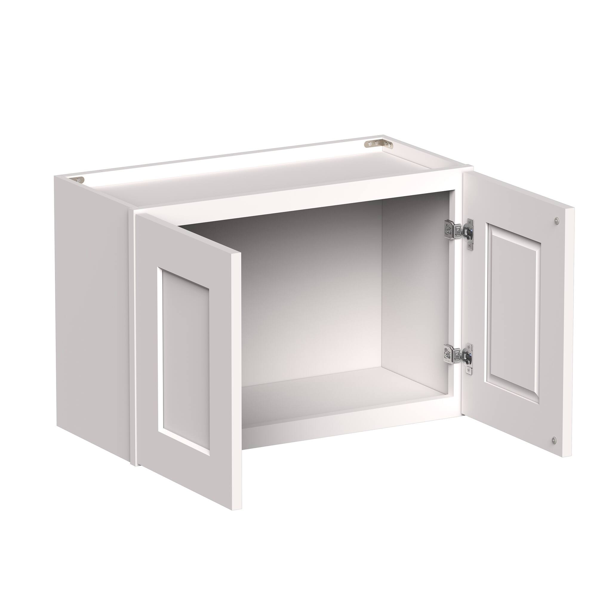 Angle. Boyel Living - 27-in W x 18-in H x 12-in D Shaker RTA Kitchen Wall Cabinet with Soft-Close - White Shaker.