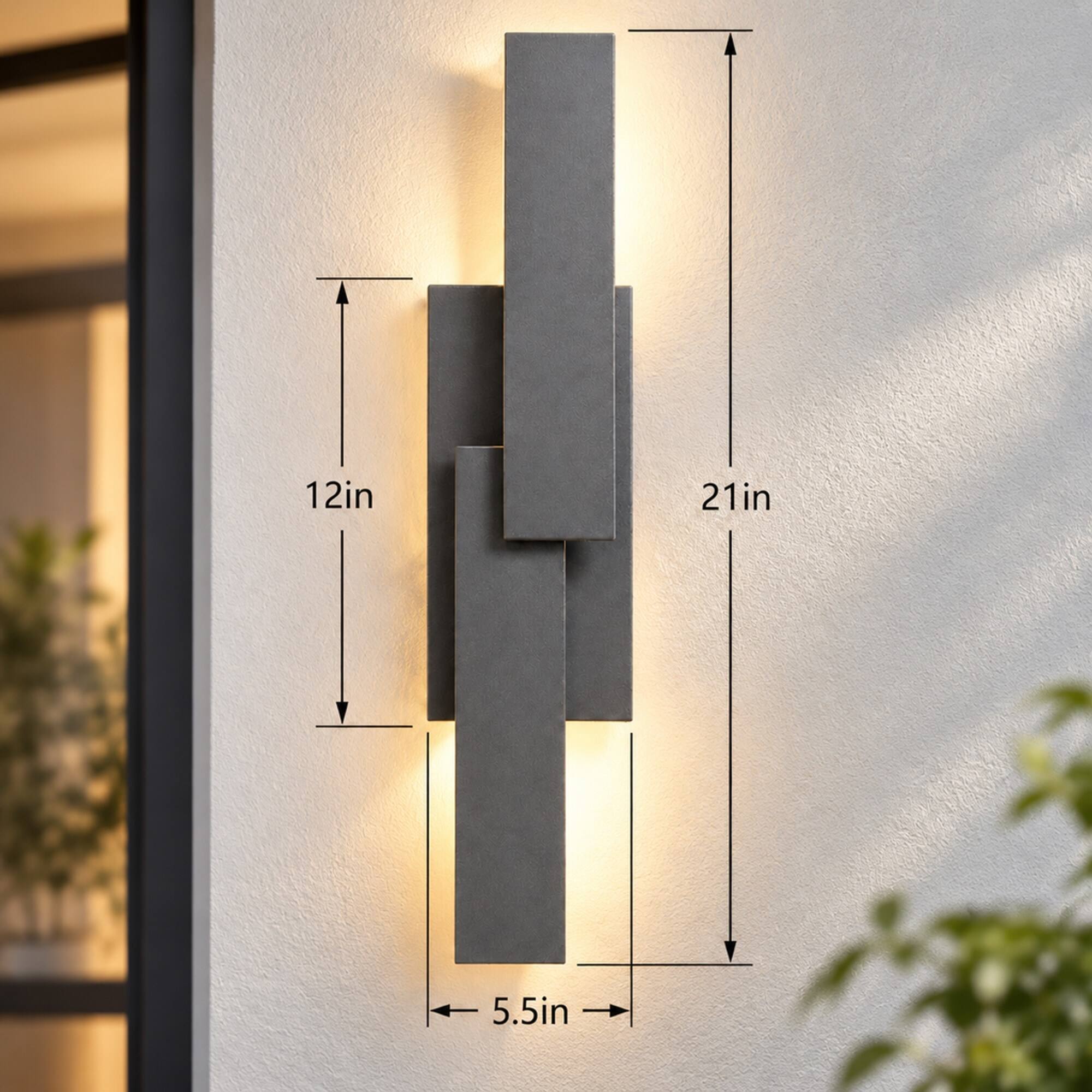 RYHNUYNE 21 In Dimmable LED Outdoor Wall Light, Waterproof Modern ...
