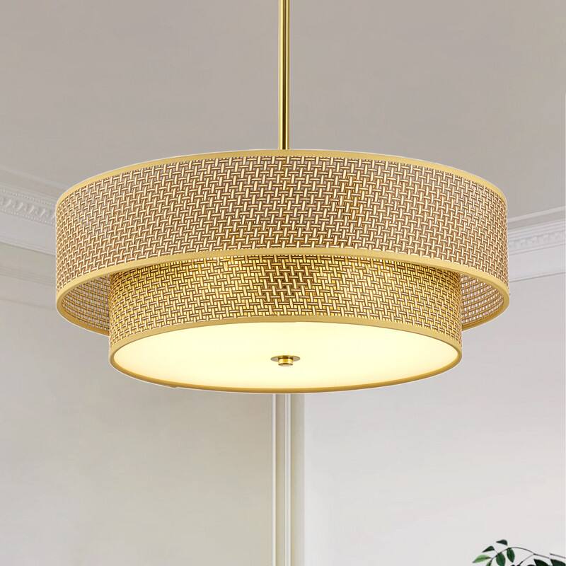 Front. Adewalk - Rattan Pendant Light, Hand-Woven Boho Chandelier for Dining Room, Living Room, Bedroom, Hallway.