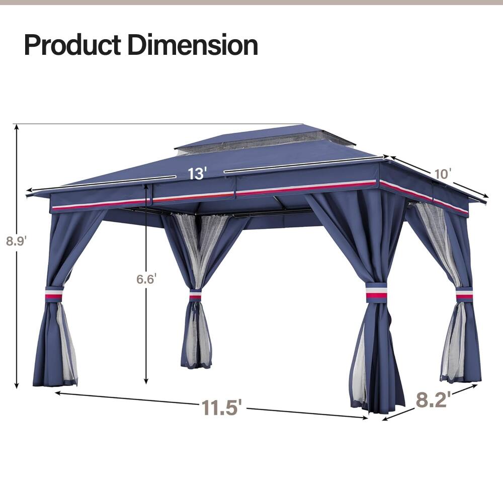 Product Dimension
13'
10'
8.9'
6.6'
11.5'
8.2'