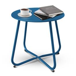 Decksplore - Small Round Side Table Outdoor Side Table Patio End Table - Blue