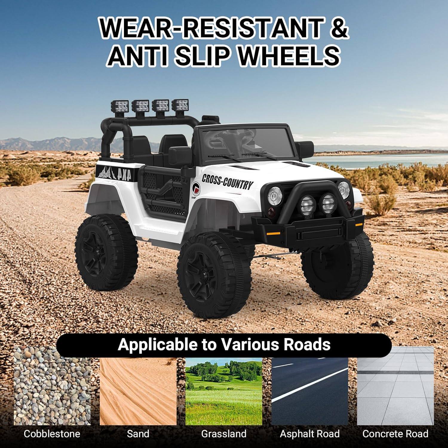 WEAR-RESISTANT & ANTI SLIP WHEELS

Applicable to Various Roads

Cobblestone
Sand
Grassland
Asphalt Road
Concrete Road
