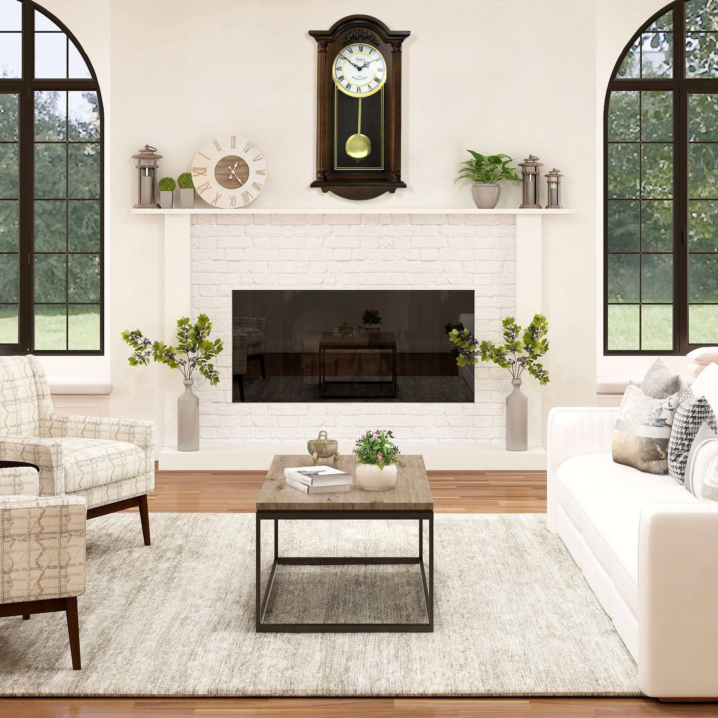 Alt View 6. Bedford Clock Collection - Bedford Clock Collection Noah 22 Inch Chestnut Wood Chiming Pendulum Wall Clock - Brown.