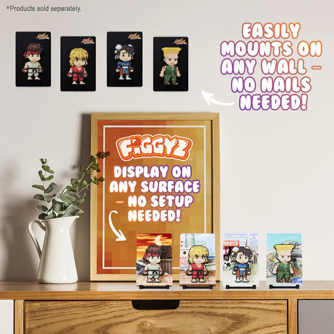 *Products sold separately.

EASILY MOUNTS ON ANY WALL - NO NAILS NEEDED!

DISPLAY ON ANY SURFACE - NO SETUP NEEDED!

FIGGYZ