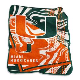 Logo Brands - Miami Hurricanes 50" x 60" Swirl Raschel Throw Blanket - Multicolor