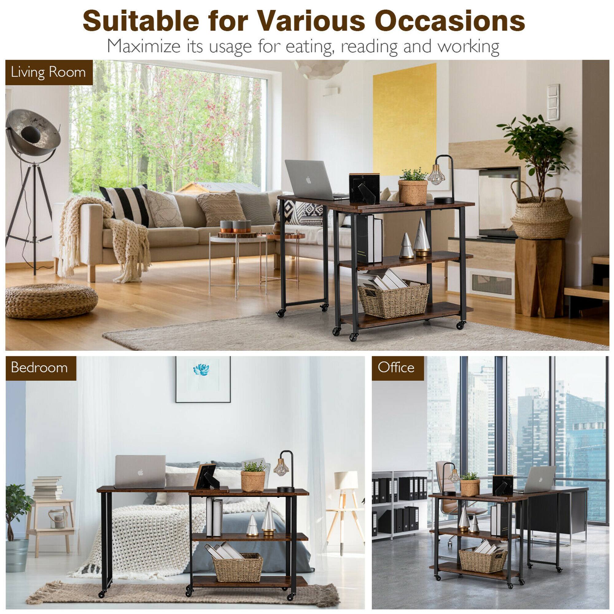 Suitable for Various Occasions  
Maximize its usage for eating, reading, and working  

Living Room  
Bedroom  
Office