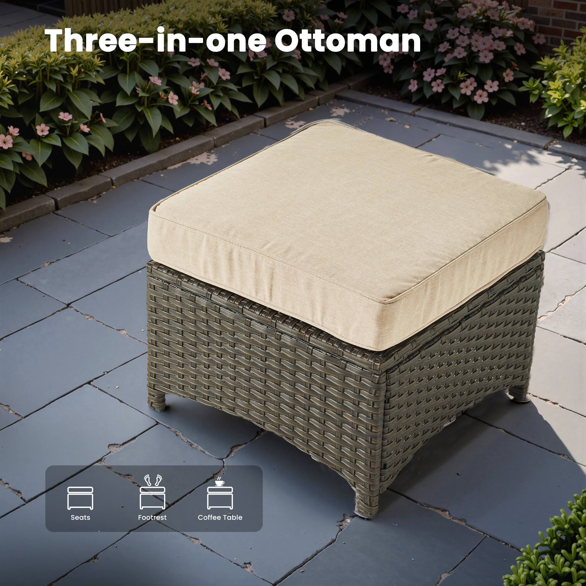 Three-in-one Ottoman

Seats
Footrest
Coffee Table
