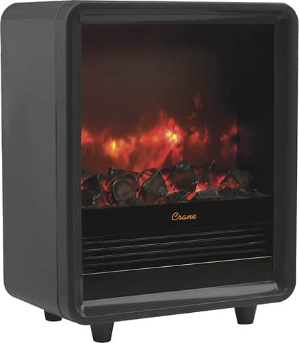 Crane - Fireplace Space Heater - Black - Larger Front