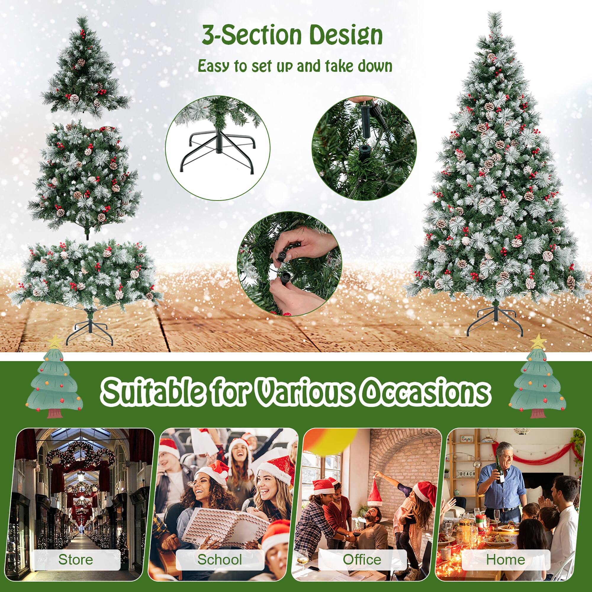 3-Section Design  
Easy to set up and take down  

Suitable for Various Occasions  
Store  
School  
Office  
Home