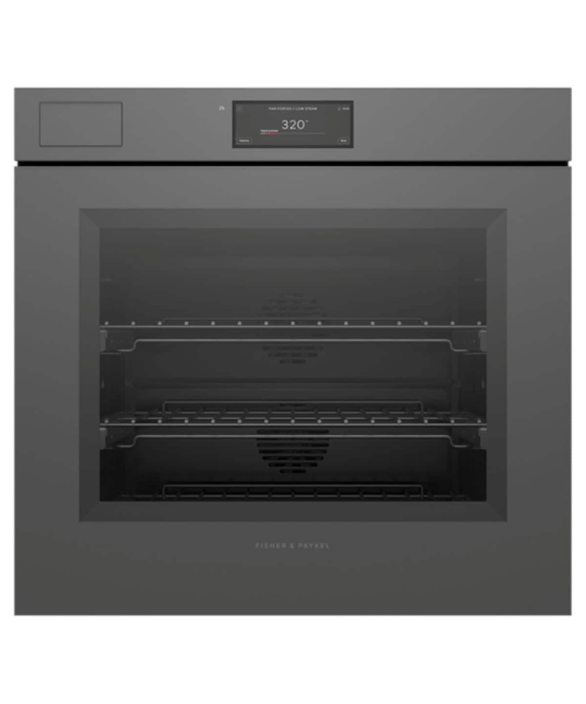 Fisher & Paykel - 30" Single Oven w/Steam Assist, 6.8" Touchscreen, Self-Cleaning, Handleless - Minimal Grey - Gray