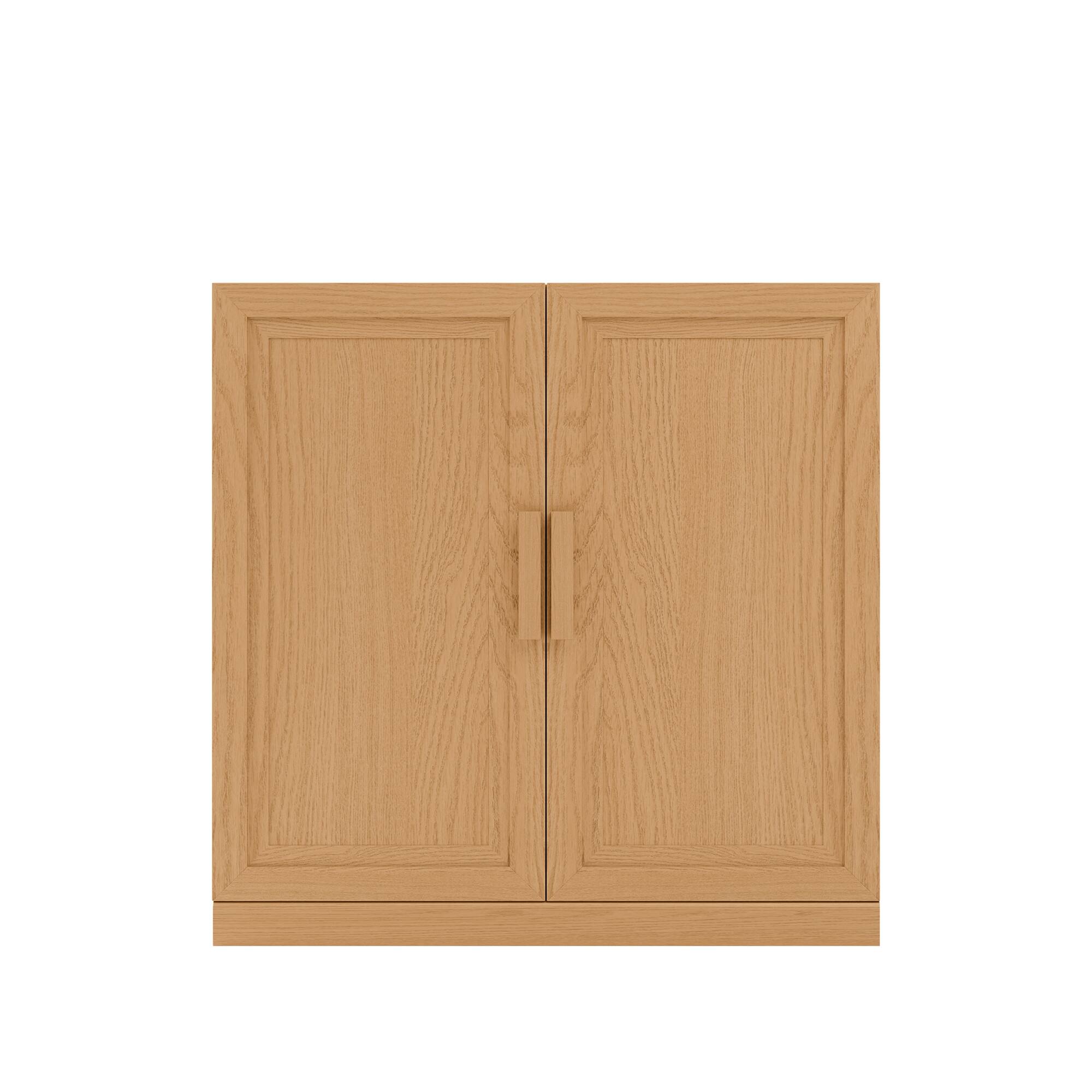 Left. PexFix - 31" Farmhouse Corner Accent Storage Cabinet with Solid Wood Doors and Adjustable Shelves for Space-Saving - Natural.